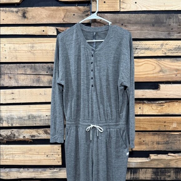Vuori Jumpsuit Lux Henley Long SleeveRomper Women's Size Medium Gray - Picture 2 of 7